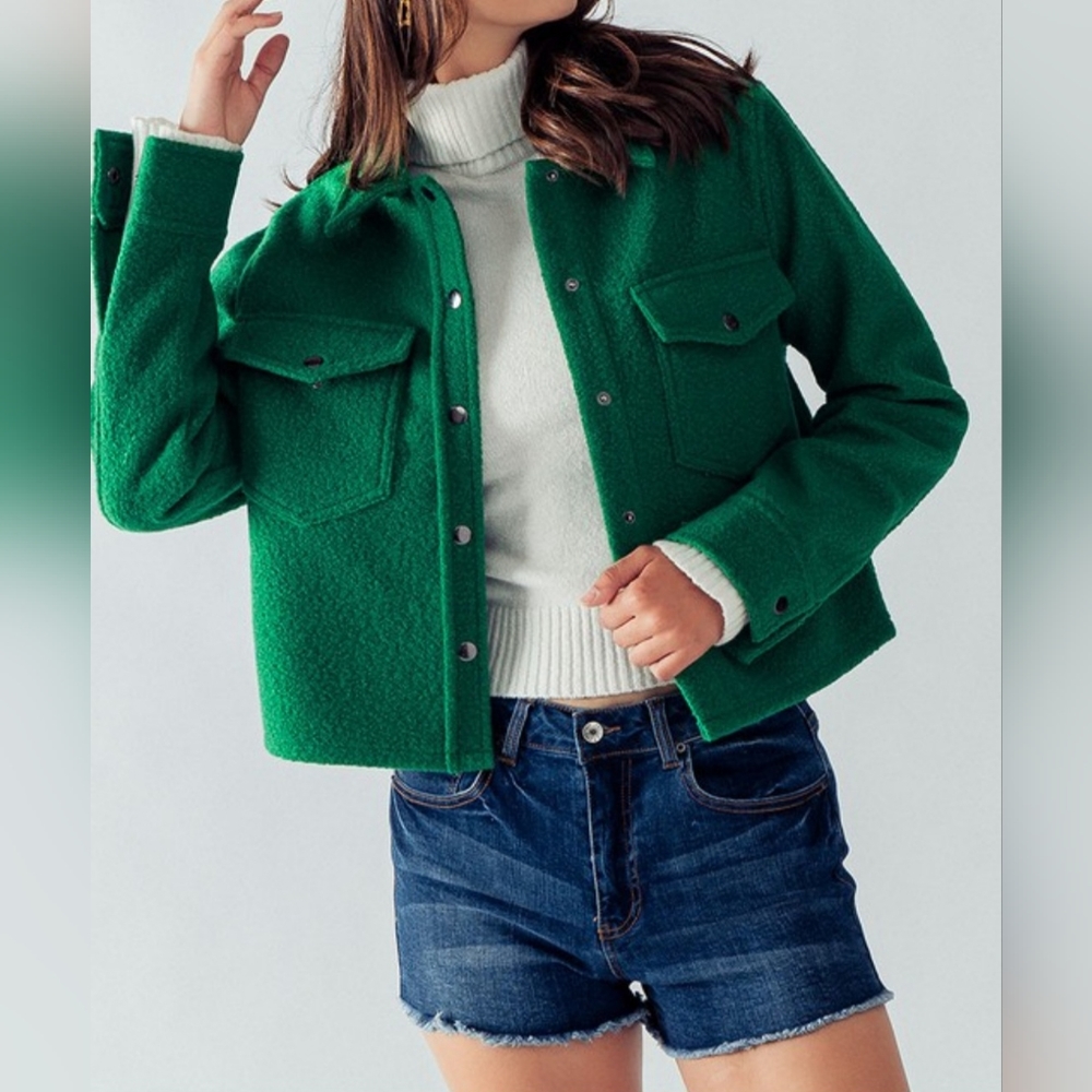 #206 🛑28 S, M FINAL PRICE SNAP BUTTON SEMI CROP TEDDY JACKET - Picture 4 of 9